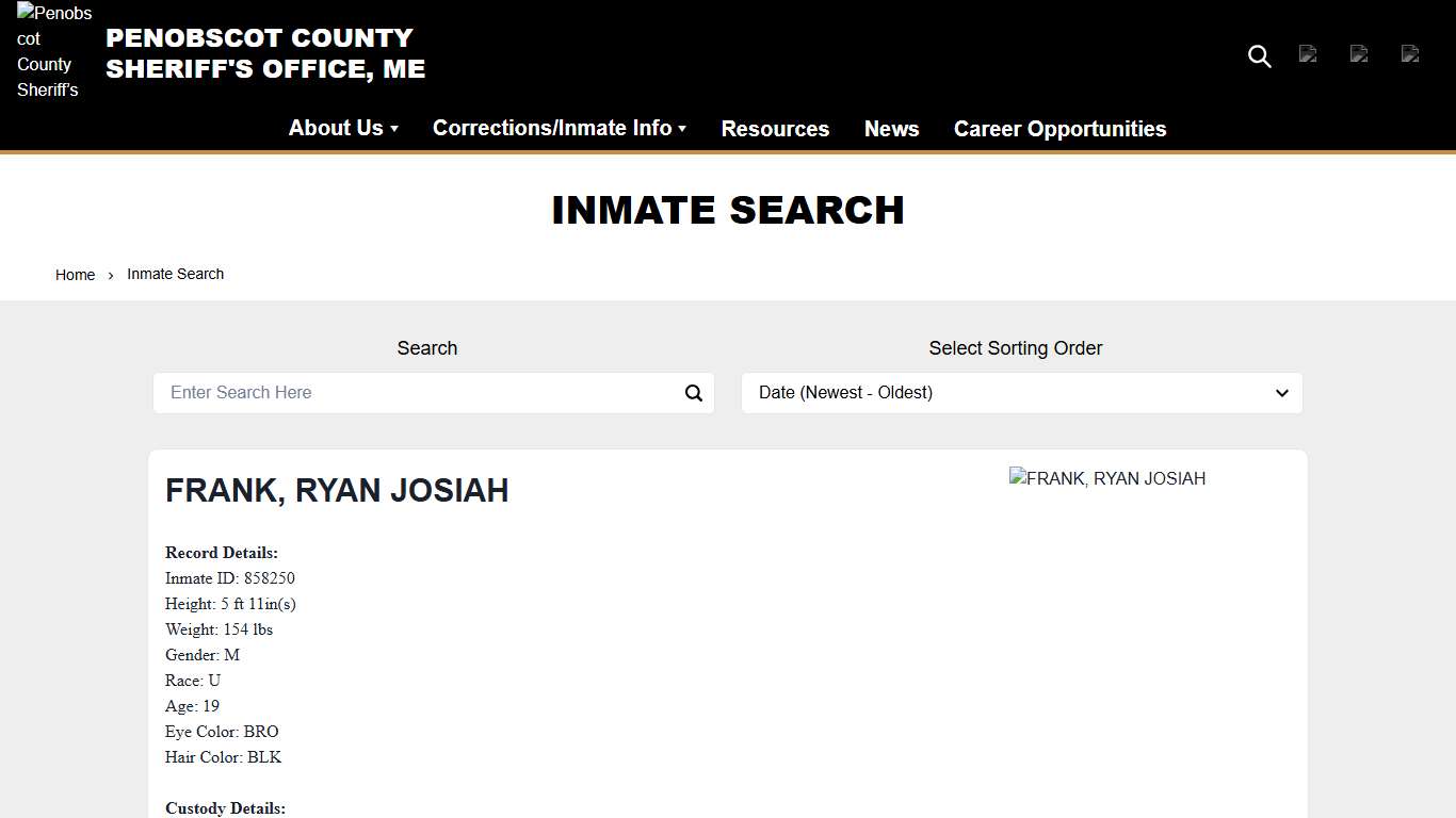 Inmate Search Penobscot County Sheriff’s Office